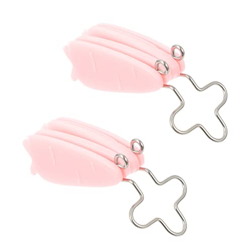 BELLIFFY 2 Piezas Pinza Para Dar Forma a La Nariz Filtrar Tapón Piscina Doble Clip De Agarre Del Tazón Pinzas De Cocina Cinta Bucal Mentón Pinzas Para Pasta Nasal Rosa Hierro