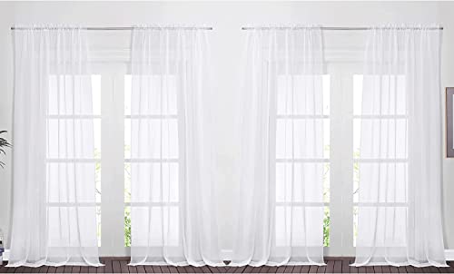PONY DANCE White Voile Curtains 90 Drop Pair