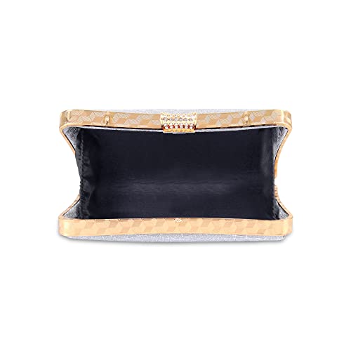 Image of NFI essentials Glitter Clutch for Women's Evening Handbags for Bridal Wedding Silver