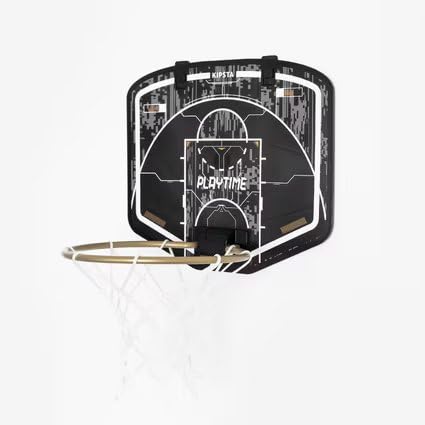 Image of JPORA Kid's Mini Basketball Hoop Include-Hoop,Net,Board Two Hanging System(Wall & Door),Mini Basketball,inflate Needle (Black /Golden)
