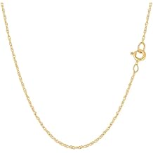 شئون المجوهرات 14k أصفر حقيقي سلسلة حبل الذهب الصلبة ، 0.9mm