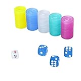 GUSTARIA Plastic Colored Mahjong Scoring Coins, 100pcs Chips for Mahjong Games, 5 Colors（Red, Yellow, Green, Blue, White） with 1 Indicator and 3 dice