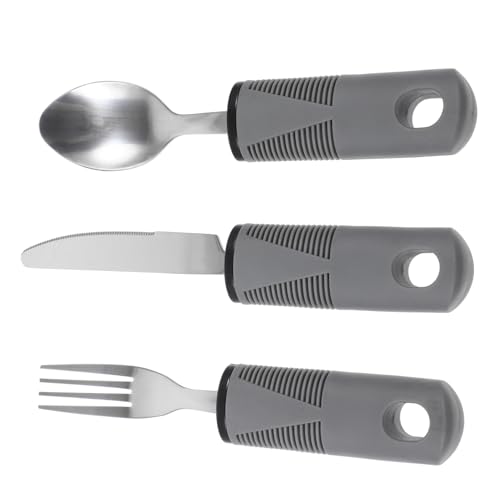 NOLITOY 高齢者用耐震カトラリー 滑り止めグリップ付き 握りやすく手に優しい補助食器 向け丈夫なフォークスプーン点