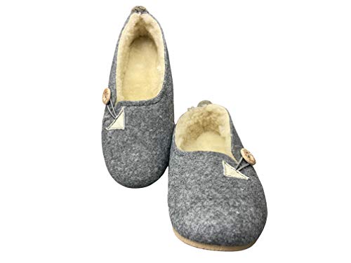 All4All Damen Hausschuhe 36 37 38 39 40 41 warm gefüttert Schuhe aus Filz Pantoletten Schlappen grau (Numeric_41) Cover