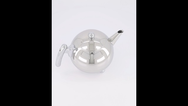 Blaue Bauchige Doppelwandige Edelstahl Teekanne 1.2 L Filter Untersetzer Braun
