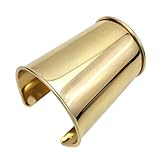 COLORFUL BLING Chunky Polished Gold-Tone Cuff Bracelets Thick Adjustable Open Wide Cuff Bangle Bracelets Wrist Jewelry Gifts for Women-gold long