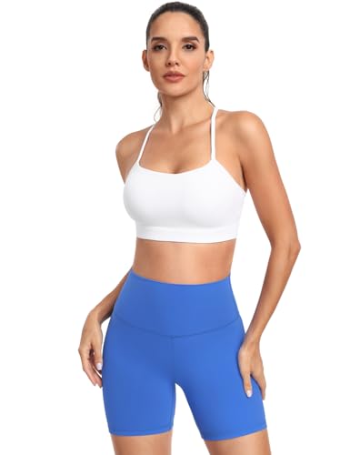 HeyNuts to Freest Y Back Sports Bras for Women Spaghetti Thin Strap Workout Bras Wirefree Padded Racerback Yoga Bras4