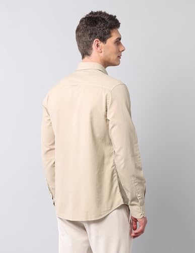 Image of U.S. Polo ASSN. Solid Slim Fit Shirts for Men - 100% Cotton, Full Sleeve Mens Casual Shirts
