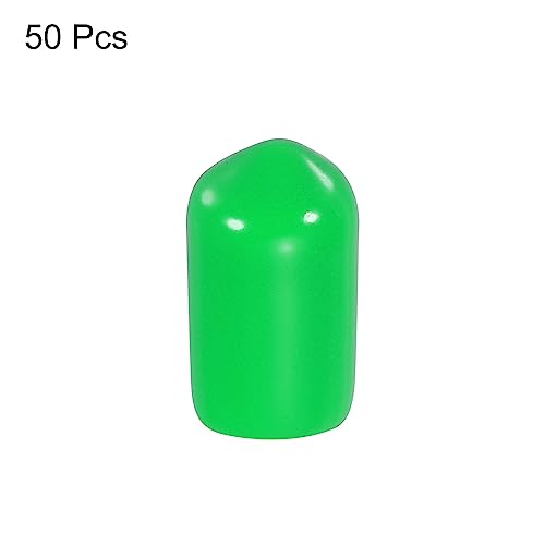 Image of MECCANIXITY 50pcs 5 /16 inch(8mm) Rubber End Caps Cover PVC Vinyl Screw Thread Protector Round Wire Shelf Caps for Screw Bolt Pipe Fence Post, Green