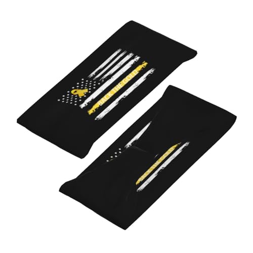 Back The Gold Ribbon USA Flag Childhood Cancer Awareness Adjustable Sports Headband Moisture-Wicking Sweatband for Running & Workout4