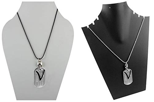 eshoppee V Name Plate Locket with Dog tag for Men and Women Set of 2 pcs