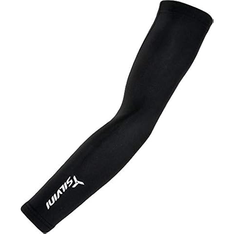 SILVINI Unisex Tubo Arm Warmers in Black with Reflective Elements and Non Slip Silicon Strap - XL Cover