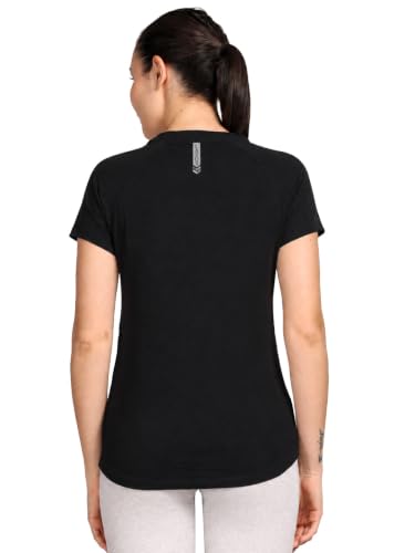 Image of Lavos Women's Regular Fit T-Shirt with Half Sleeve Round Neck, Bamboo & Cotton Gym, Yoga and Sports Wear for Women