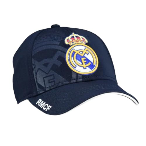 Stock Futbol R.Madrid - Gorra Deportiva Unisex | Azul Marino | Escudo Bordado Frontal | Visera Curvada con Detalle RMCF | Diseño Casual Deportivo | Ideal para Fans del Fútbol