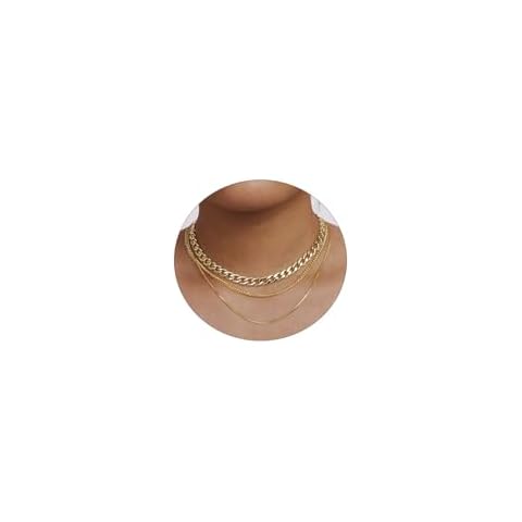 Amicon Gold Necklace for Women, 14k Gold Plated Layered Necklace for Women Trendy Simple Gold Chain choker necklace for women gold jewelry for women Chunky Necklaces for Women Cover