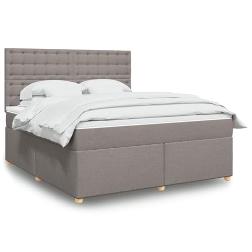 Juroupi Cama Box Spring con colchón somier Mueble Cama Estructura Cama Bed Frame Cama con colchon Tela Gris Taupe 180x200 cm // 3293677
