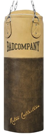 Bad Company Retro Rindsleder Boxsack inkl. Heavy Duty Vierpunkt-Stahlkette 100 x 35 cm (28 kg)