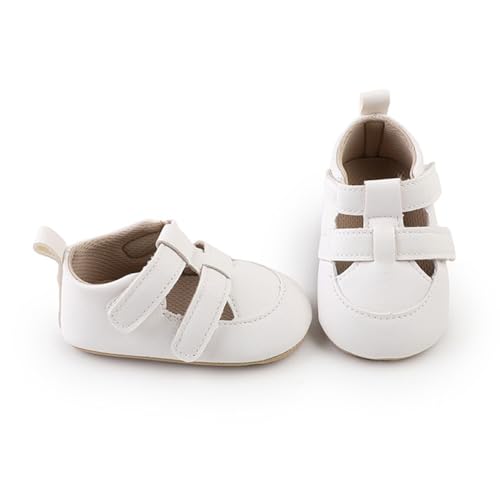 Image of HsdsBebe Baby Boys Girls Pu Leather Hard Bottom Walking Sneakers Toddler Rubber Sole First Walkers Infant Cartoon Slippers Crib Shoes