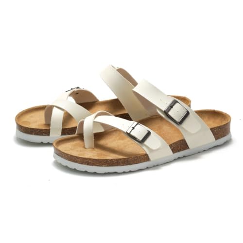 Strappy Jesus Sandals Toe Ring Thongs Men Wide Cross Band Flip Flops Cork Footbed Water Slides Slip On Beach Flats Lightweight Breathable No Slip House Slippers Comfort Wear Shoes Summer Vacation3