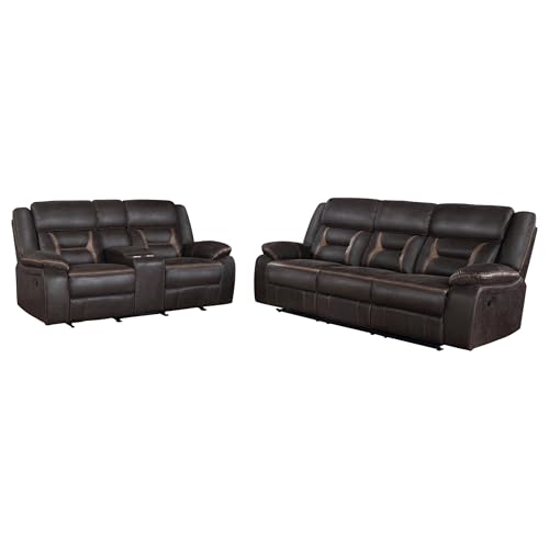 Coaster Greer Leatherette Reclining Sofa Set with Cupholders
