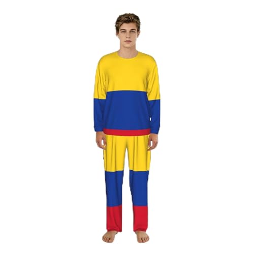 Pyjama long Colombie homme en tissu respirant, tenue de nuit douce et extensible S-3XL