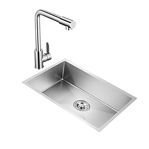 NOYHHAV Fregaderos de un seno Fregaderos de cocina y Grifo cocina Fregadero redondo 1 seno(color：Juego plata,34*24*18CM) Cover