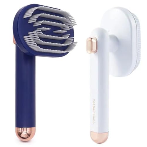 Cepillo para Gato y Perro con Pelo Corto y largo | Peine Autolimpiante Suave para Gatos y Perros Blanco | Accesorios de Cuidado Mascotas Ideal para Eliminar Pelo Suelto y Mantener el Pelaje Brillante