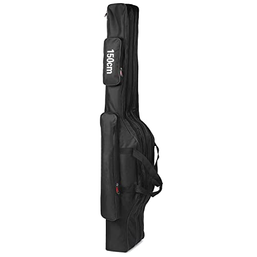 Lixada Portable Folding Fishing Rod Case - 3-Layer Storage Bag for 90/120/150 cm Rods, Black, 150cm - Image 4