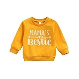 wdehow Kleinkind Baby Jungen Mädchen Pullover Mamas Daddys Langarm Rundhals Sweatshirt Tops Baumwolle Säugling Casual Pullover Kleidung (Yellow Bestie, 2-3 Jahre)
