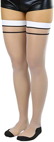 Image of ToBeInStyle Women's Sheer Two Tone Thigh Hi Stocking W /Back Seam