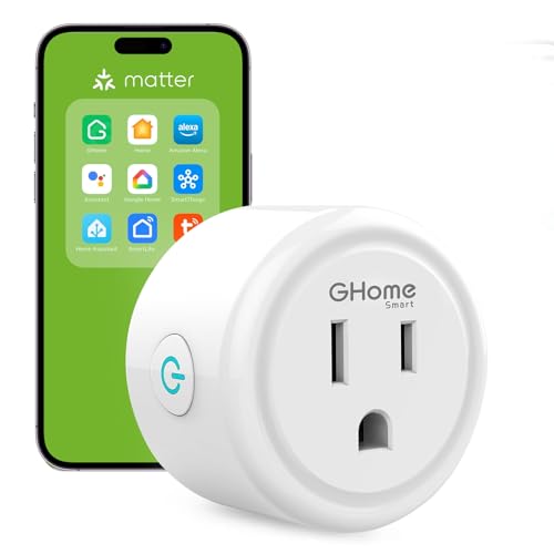Image of GHome Smart Plug Matter 15A, WiFi Smart Plugs Compatible with Alexa, Apple Home, Siri, Google, SmartThings, Smart Outlet Timer with APP Remote Control, 2.4GHz Wi-Fi Only, ETL FCC Listed