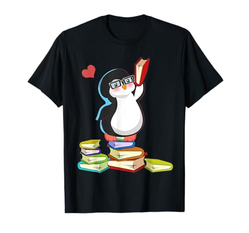 Divertido Pingüino Nerdy Bookworm Lectura Libro Amantes Camiseta