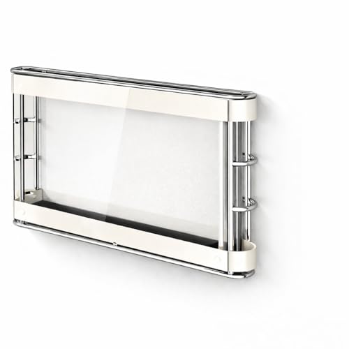 Hitchuey Porta coltelli da cucina con 9 scomparti, ripiano portaoggetti in acciaio inox montato a parete, design cavo, piastra in PET trasparente da 5 mm e vassoio in silicone