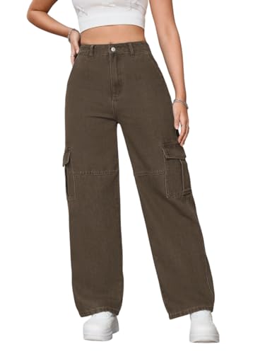 Image of Tagas Women Cargo Jeans | Women,s Cargos-Pants | (Women's) Denim Cargo's Pants || Cargo,s for Woman || Oversized-Jeans for Woman's || Loose Jeans Pant for Woman,s