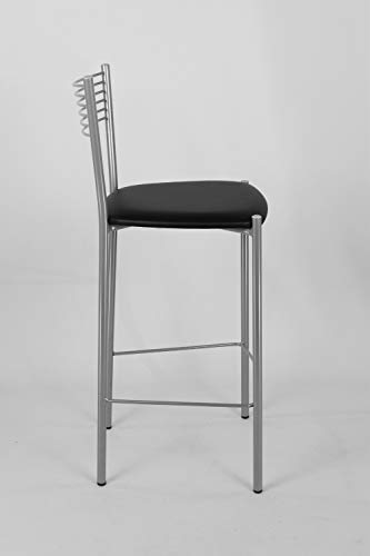 t m c s Tommychairs - Set 2 taburetes Elegance para Cocina y Bar, con Estructura en Acero Pintado Aluminio y Asiento tapizado en Polipiel Color Negro - imagen 5