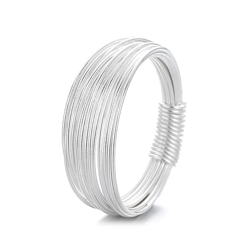 Bague en argent femme 925 anti-ternissement alliance géométrique confortable taille 54