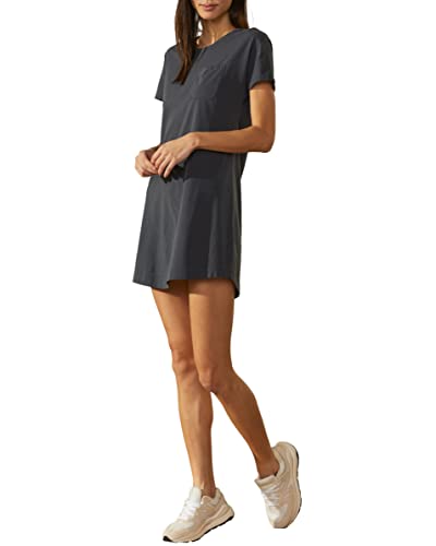 UpWest Womens Perfect Pocket T Shirt Dress- Org Ctn, Soot, Small