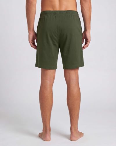 Image of 3 Pack Men's Pajama Shorts Sleep Lounge Cotton Sleepwear PJ Bottoms Pockets | Available In Big & Tall, Comfy, Soft, Jersey, Knit, Drawstring, Elastic Waist, Cozy, Cooling, Summer, Breathable, Pijama