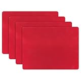 Aspire 4PCS Thicken Non-Slip Silicone Placemats Cutting Hot Mats Tablemats-Red