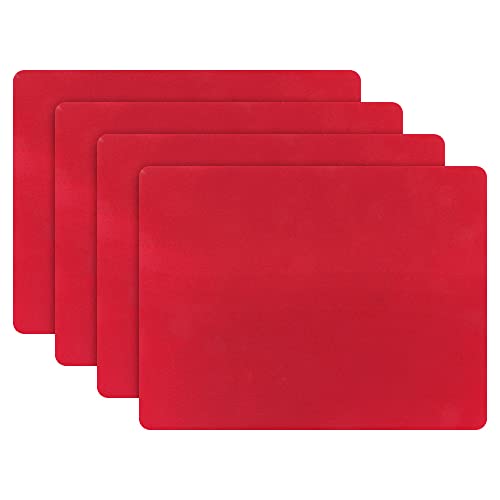 Aspire 4Pcs Thicken Non-Slip Silicone Placemats Cutting Hot Mats Tablemats-Red #TOP4