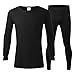 xoxingysm Mens Long Johns Thermal Underwear Fleece Lined Stretchy Cold Weather Base Layer Set 2 Piece Basic Top & Bottom Suit Black