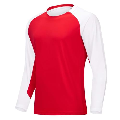 Mens Baseball Raglan Long Sleeve T-Shirt Color Block Tee Crew Neck Spring Active Casual Top Undershirt Lightweight