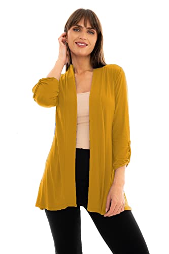 Image of Loxdonz Women's Open Front Cardigans Casual 3 /4 Sleeve Cardigan Soft Lightweight Top