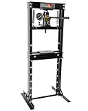 Hydraulic Press, 12 Ton H-Frame Garage Floor Adjustable Shop Press with Stamping Plates & Pressure Gauge to Bend, Straighten, Or Press Parts, Install Bearings and U-Joints