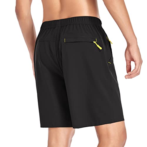 Men's Gym Shorts Sports Quick Dry Workout Running or Casual Training Short with Zipper Pockets