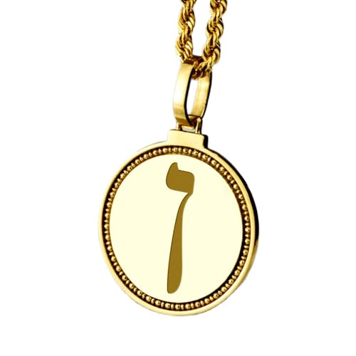 Pendentif argent 925 plaqué or gravé chaîne 45 cm collier rond LKBEADS