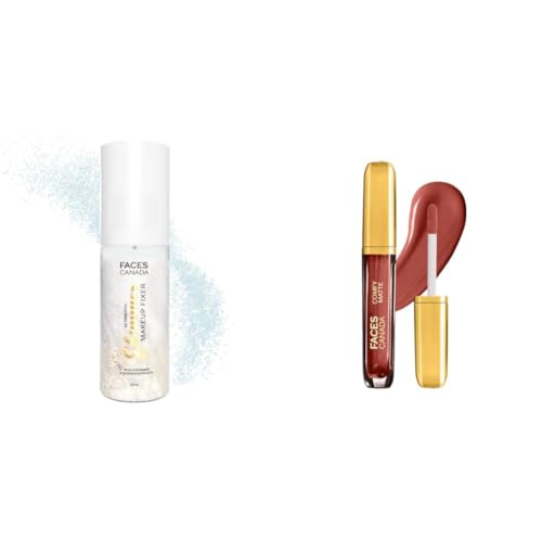 Image of FACESCANADA Ultime Pro Shimmer Makeup Fixer, 50ml & Comfy Matte Liquid Lipstick - Lowkey Charm 30, 3.8 ml