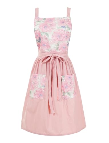 Pinknoke Vintage Pinafore Apron Dress for Women with Pockets Cute