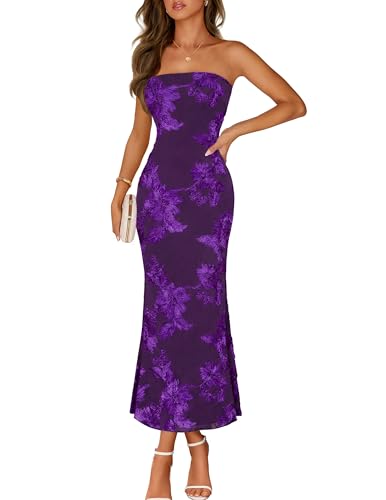 Image of MEROKEETY Women's Summer Floral Wedding Guest Cocktail Maxi Dress