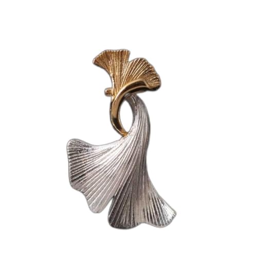 Collier Ginkgo argent S925 anti-allergie pendentif bicolore durable pour femme